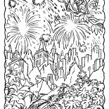 煙花在城市上空