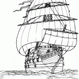 一艘船在海上
