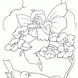 女孩精靈和一隻鳥