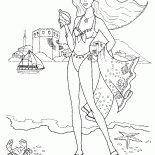 女孩在沙灘上