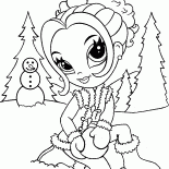 女孩刻畫雪人