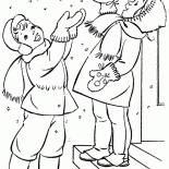 孩子們追趕雪花