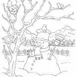 雪人戴著圍巾和帽子