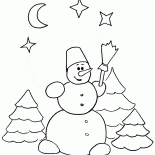 雪人和星星的天空